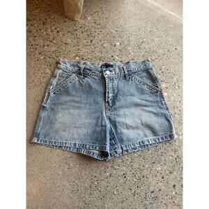 SO GSJC Womens 7 Shorts Blue Denim Distressed Cargo Y2K Vintage Jean Shorts